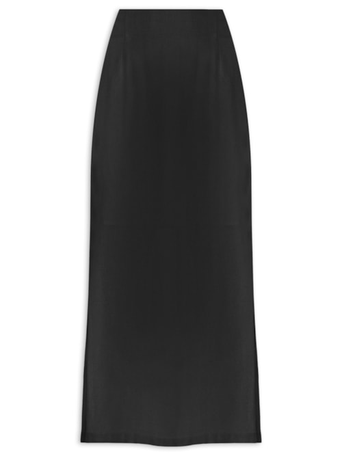 Saia Midi Com Fenda – Preto