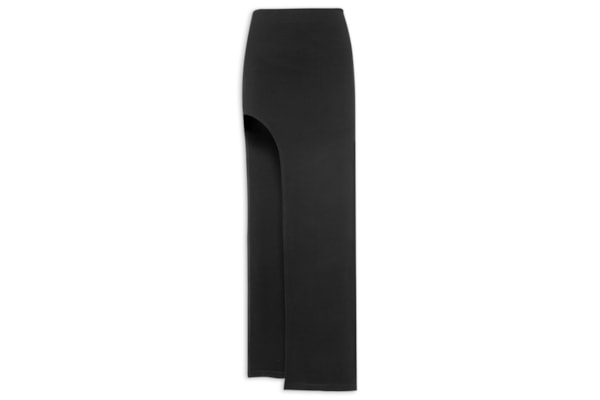 Saia Midi com Maxi Fenda - Preto