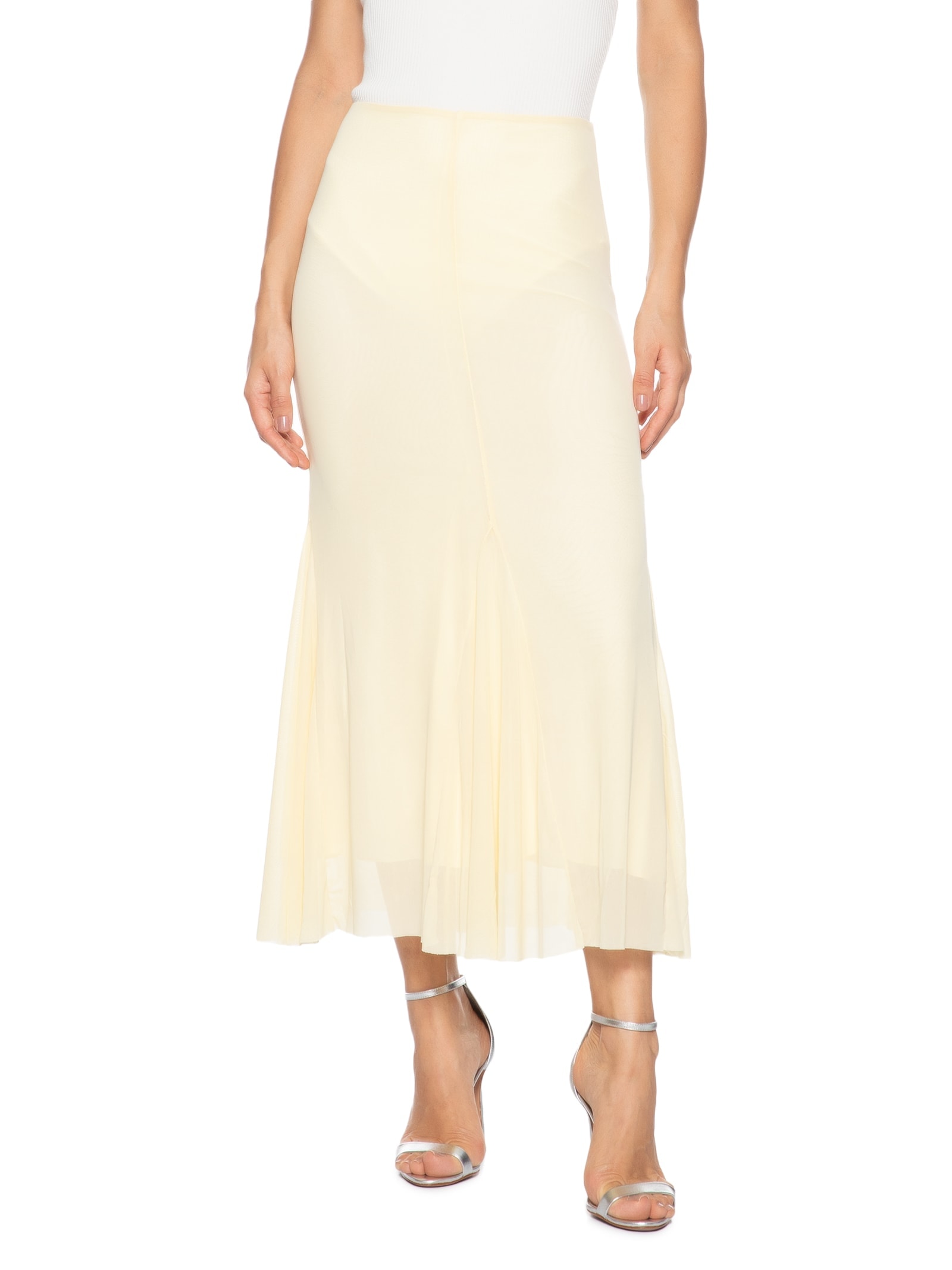 Saia Midi Com Nesgas Amarelo Market 33