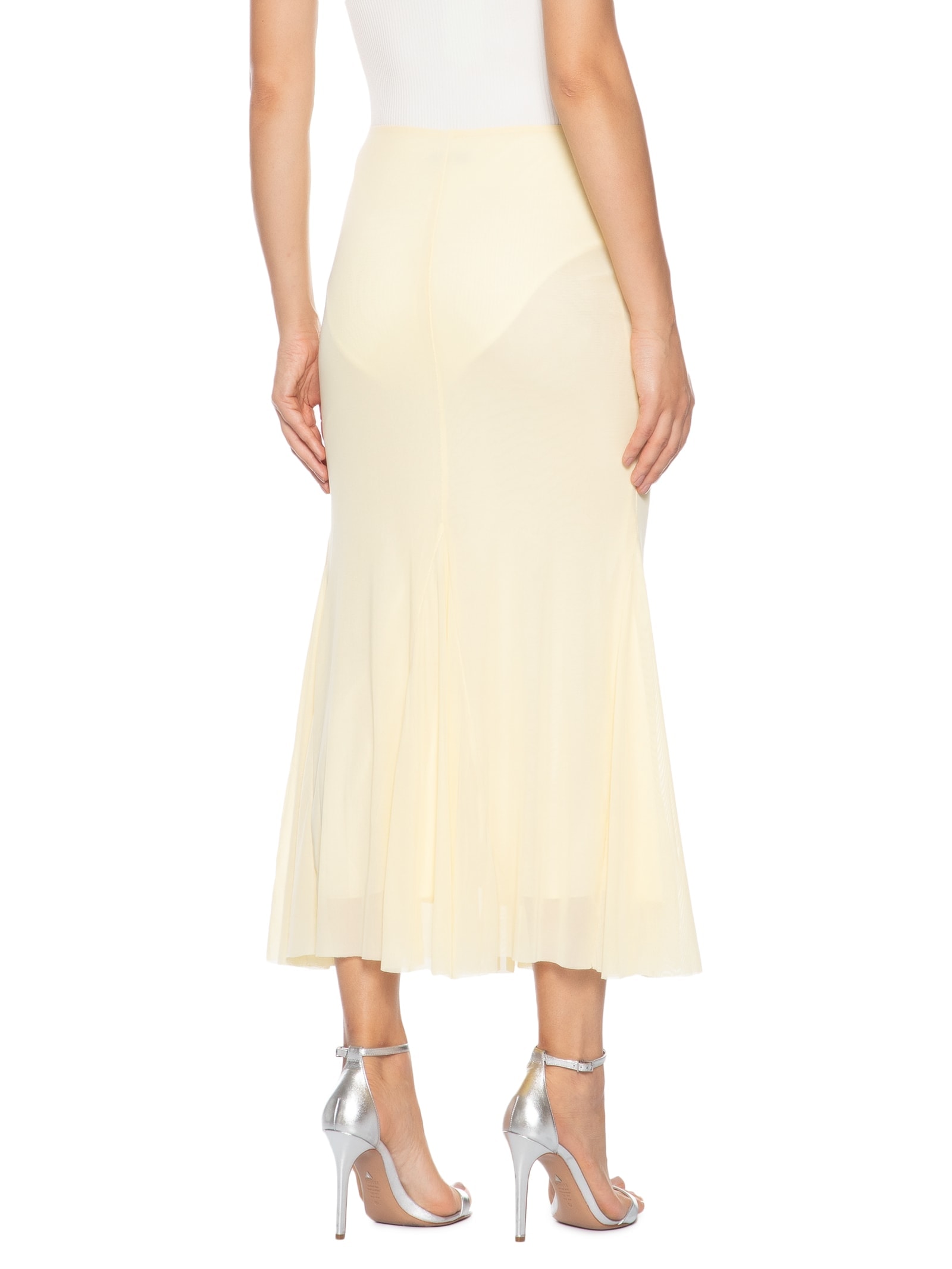 Saia Midi Com Nesgas Amarelo Market 33