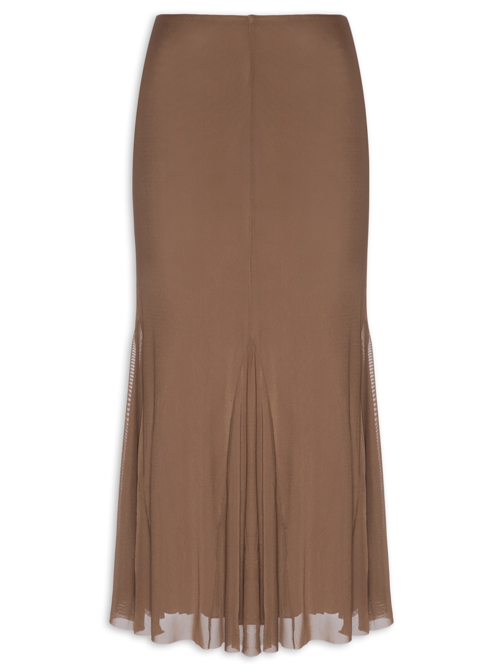Saia Midi Com Nesgas Marrom Market 33