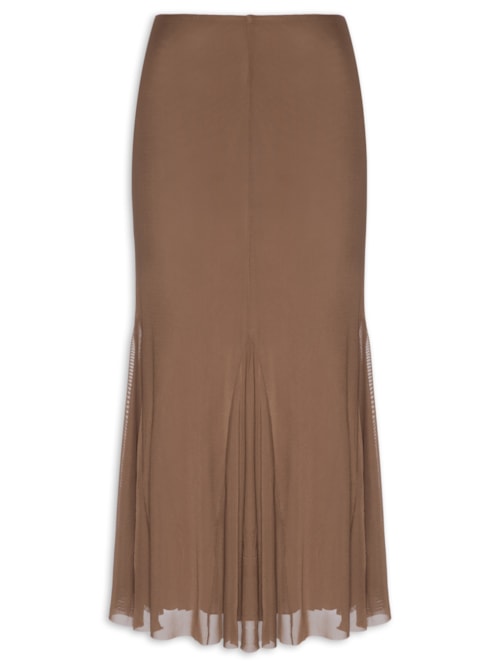 Saia Midi Com Nesgas – Marrom