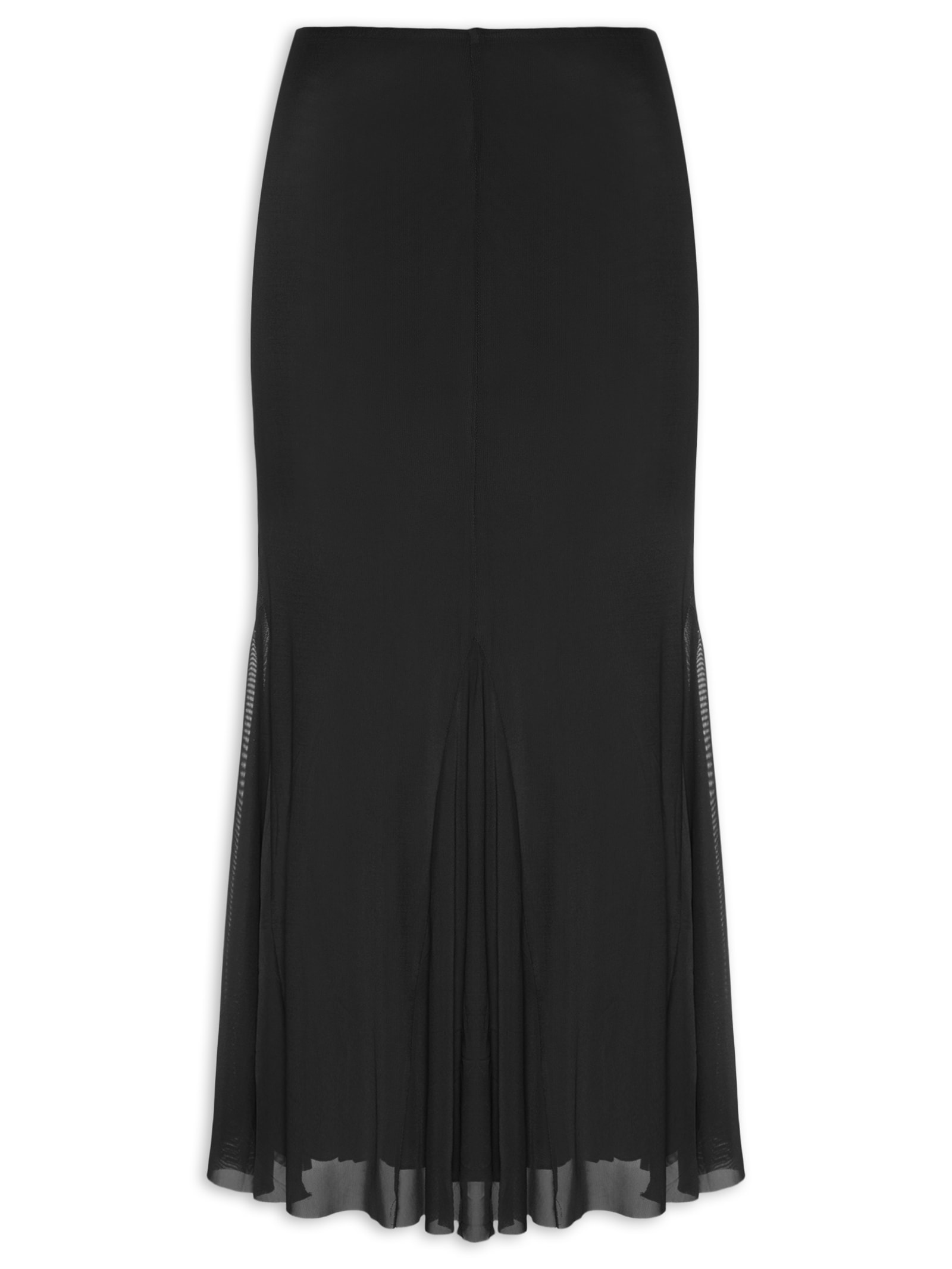 Saia Midi Com Nesgas Preto Market 33
