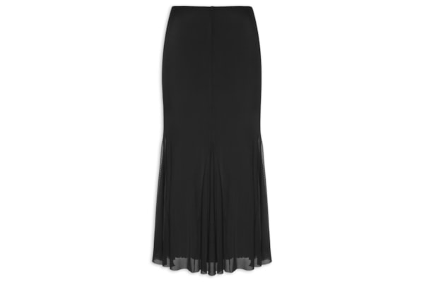 Saia Midi Com Nesgas - Preto