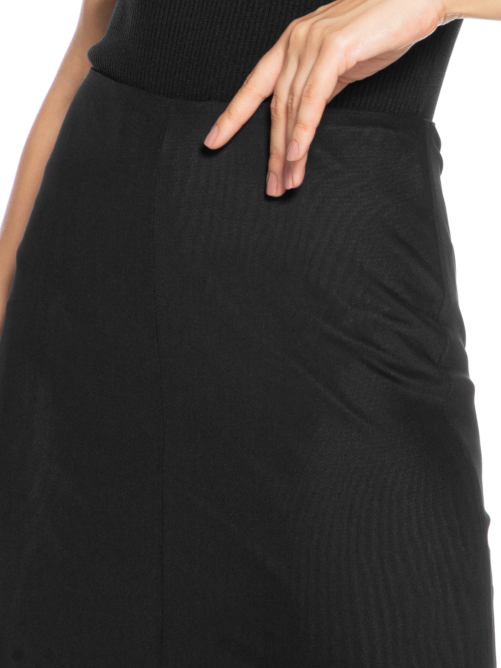 Saia Midi Com Nesgas Preto Market 33