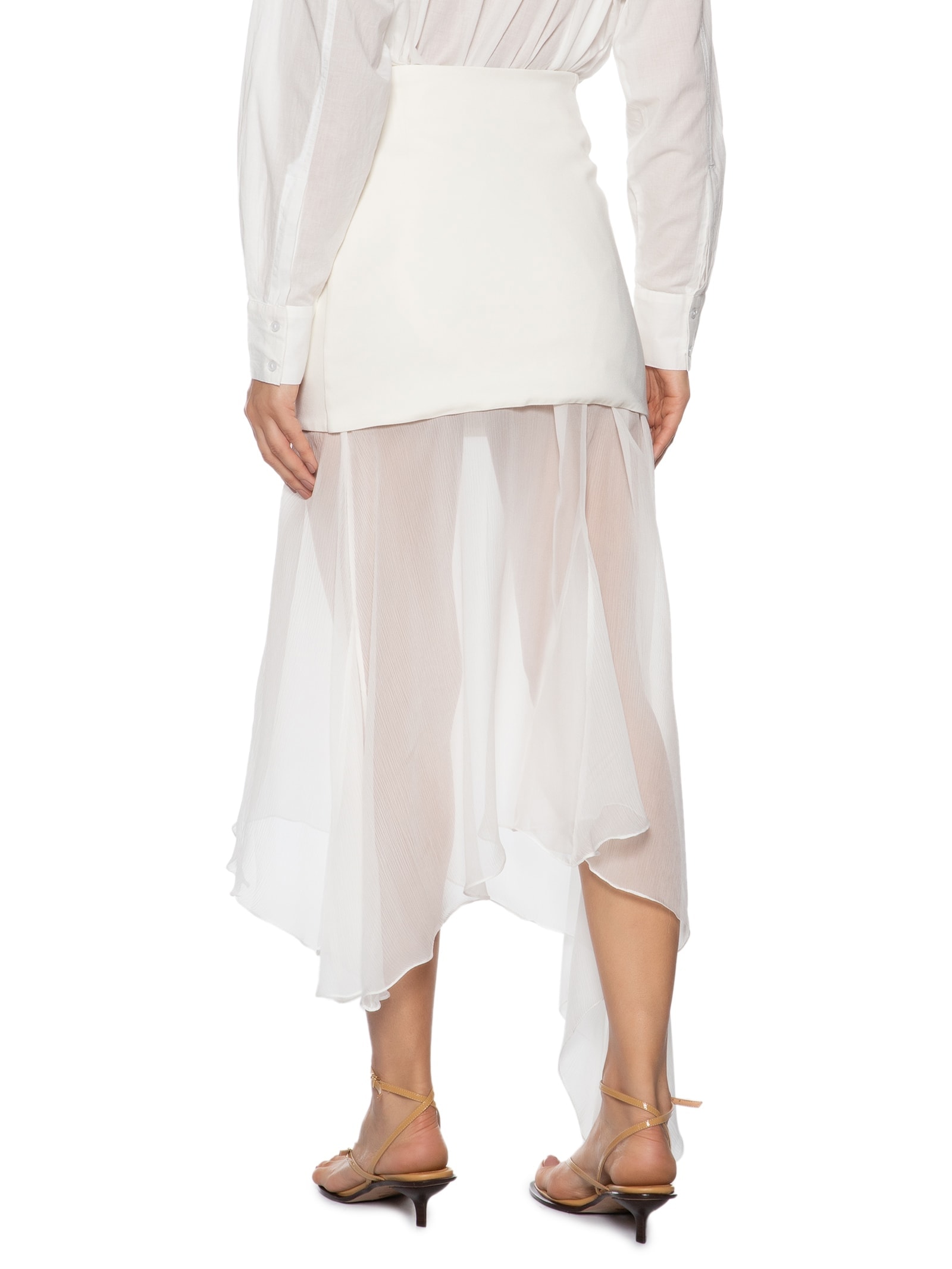Saia Midi Com Pala Em Seda Pura Off White '2Essential
