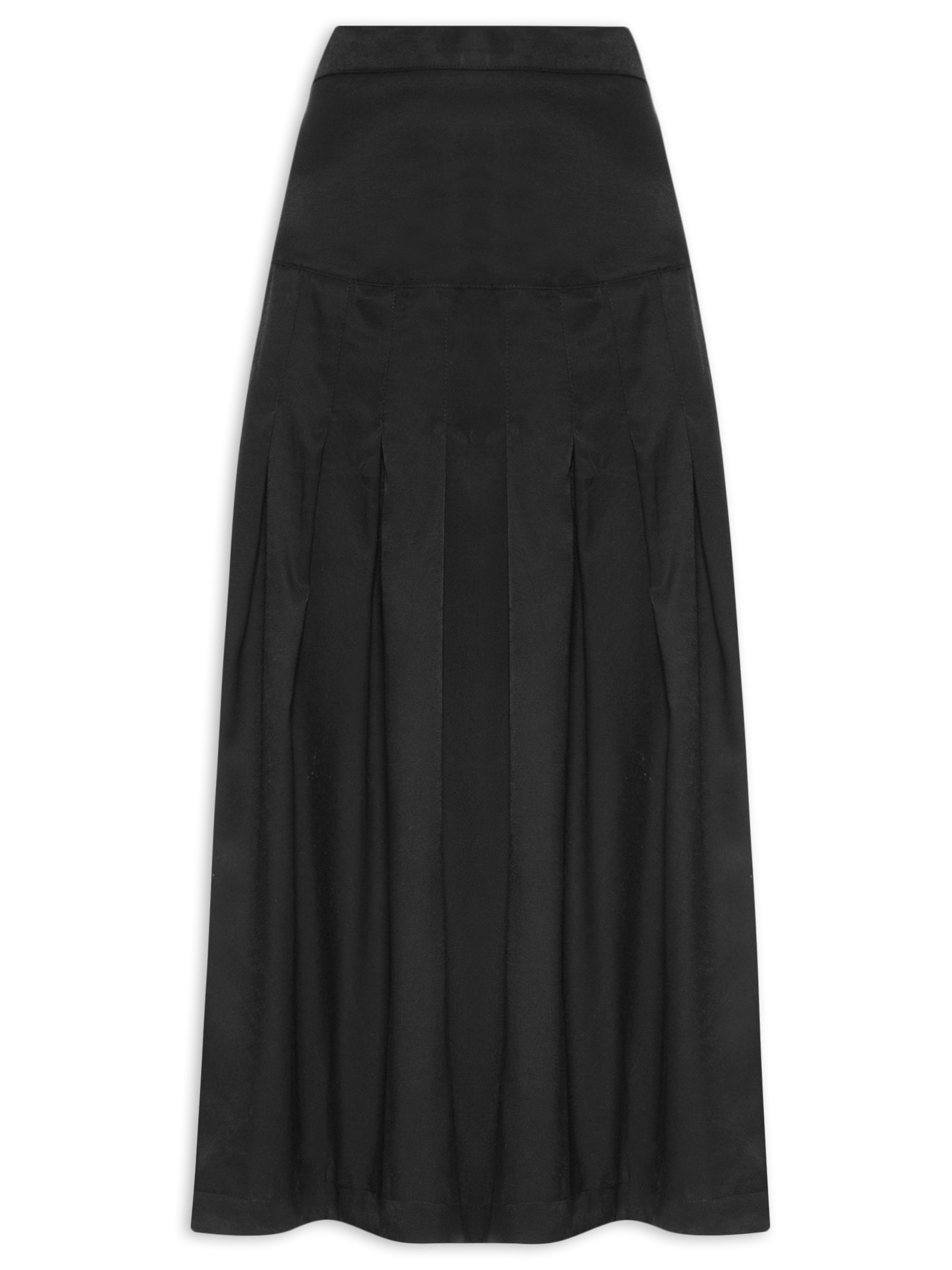 Saia Midi Com Prega Preto Basiq