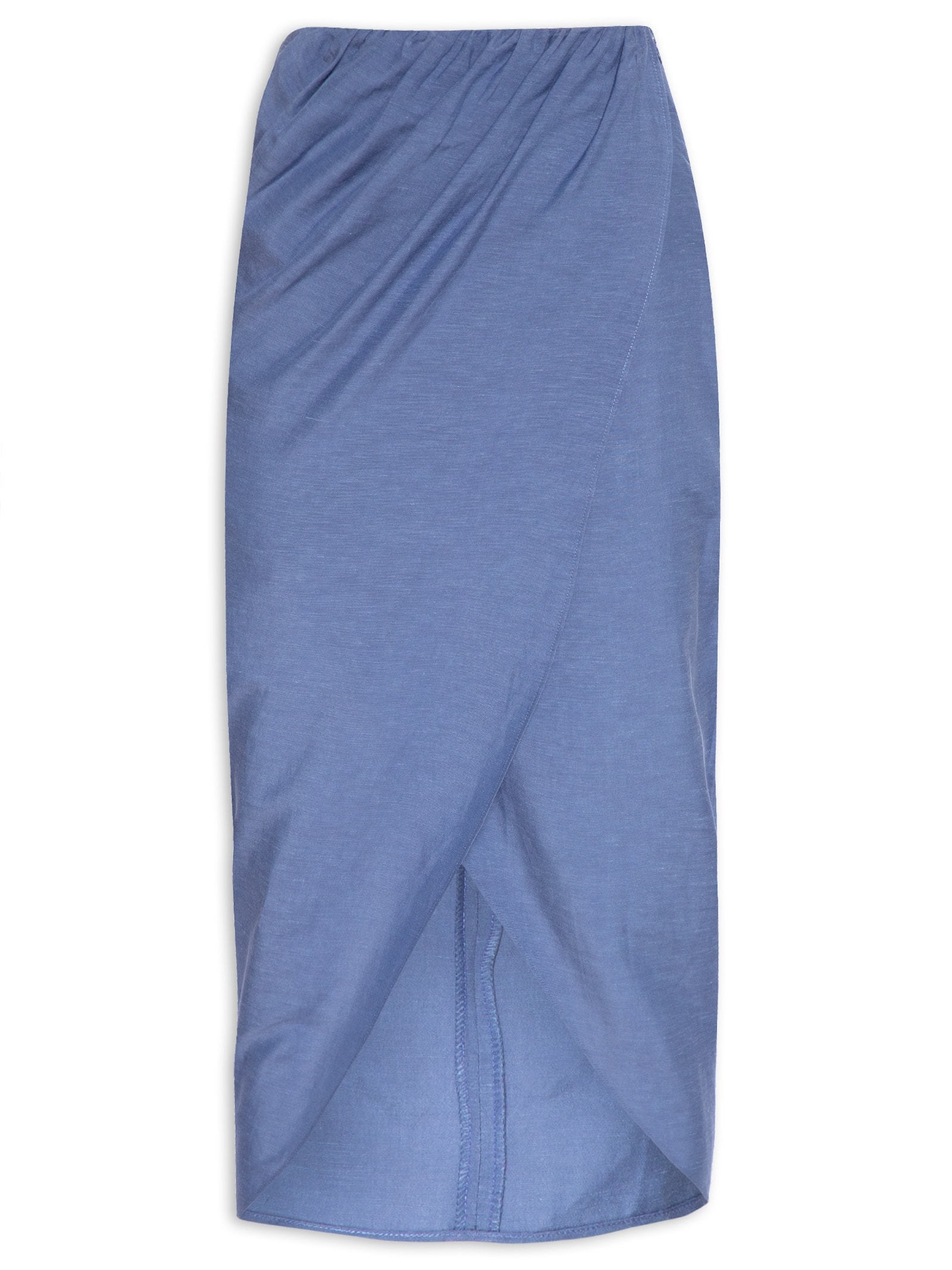 Saia Midi Com Transpasse Azul '2Essential