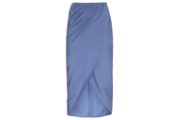 Saia Midi Com Transpasse - Azul