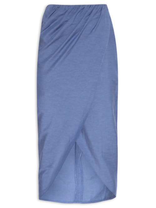 Saia Midi Com Transpasse – Azul
