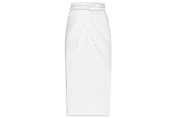 Saia Midi com Transpasse e Franzido - Off White 