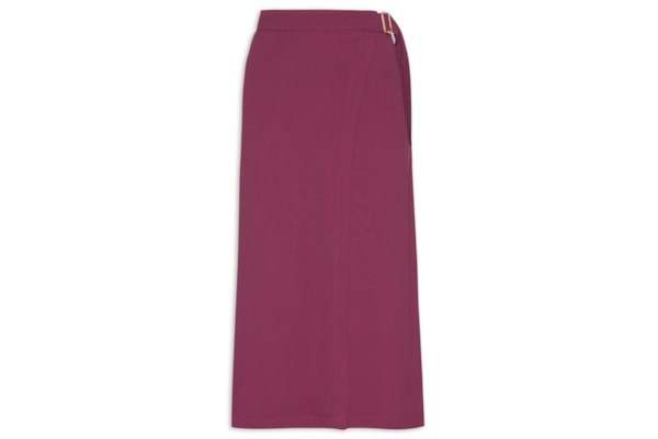 Saia Midi com Transpasse em Crepe - Vinho