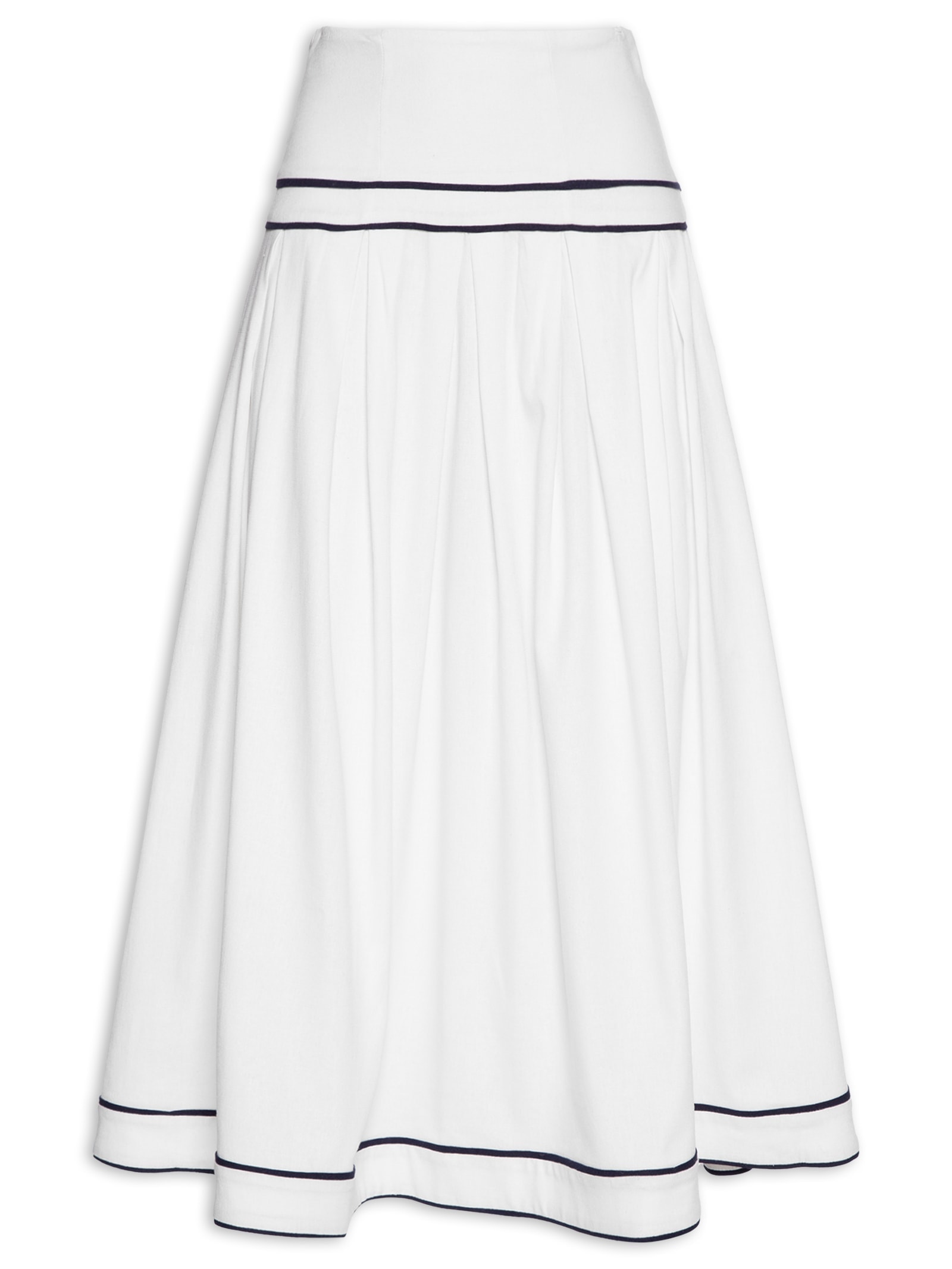 Saia Midi Com Volume Em Linho Misto Branco '2Essential