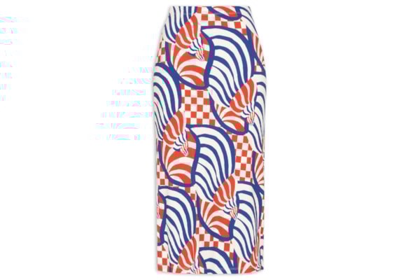 Saia Midi Concha Gráfica - Vermelho