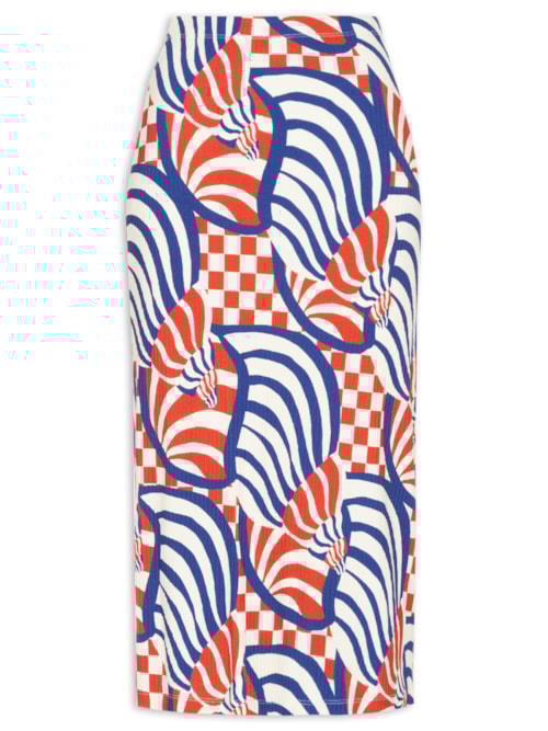 Saia Midi Concha Gráfica – Vermelho