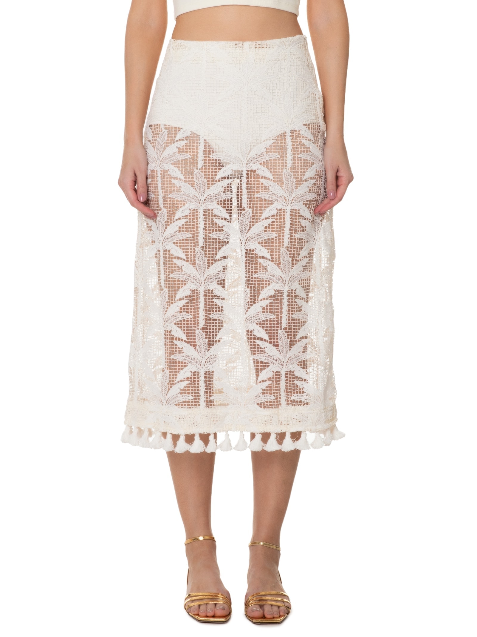 Saia Midi Coqueiros Off White  Farm