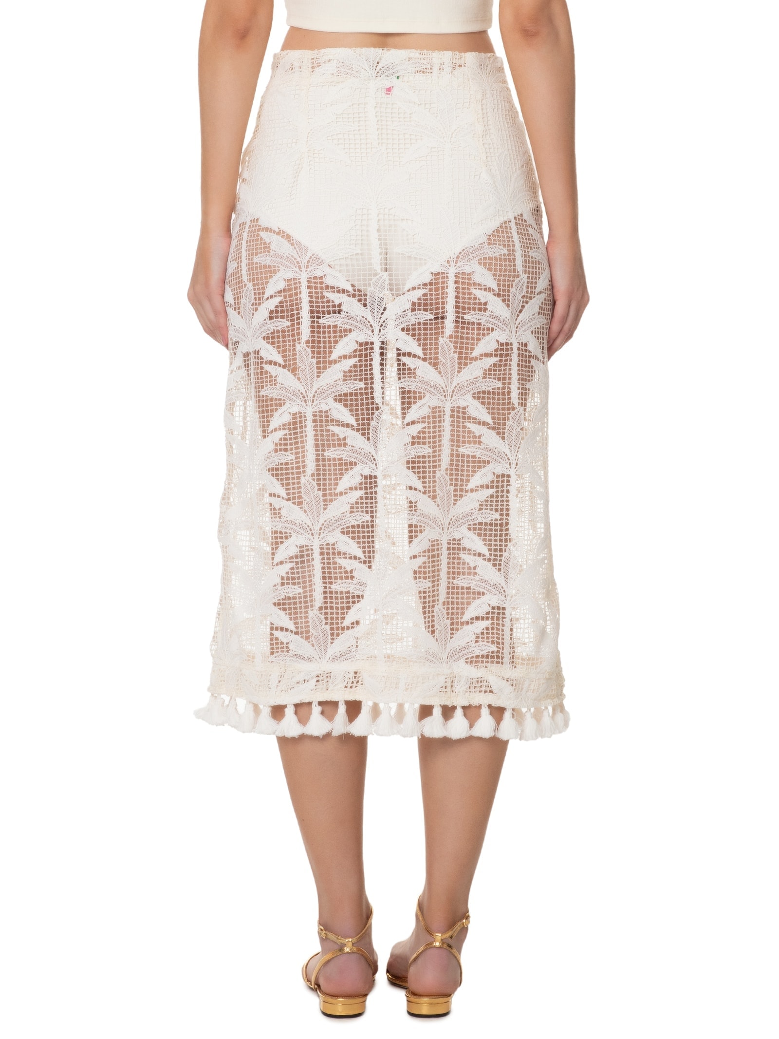 Saia Midi Coqueiros Off White  Farm