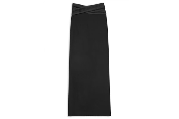 Saia Midi Crepe Recorte - Preto
