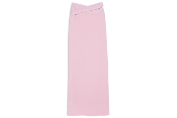 Saia Midi Crepe Recorte - Rosa
