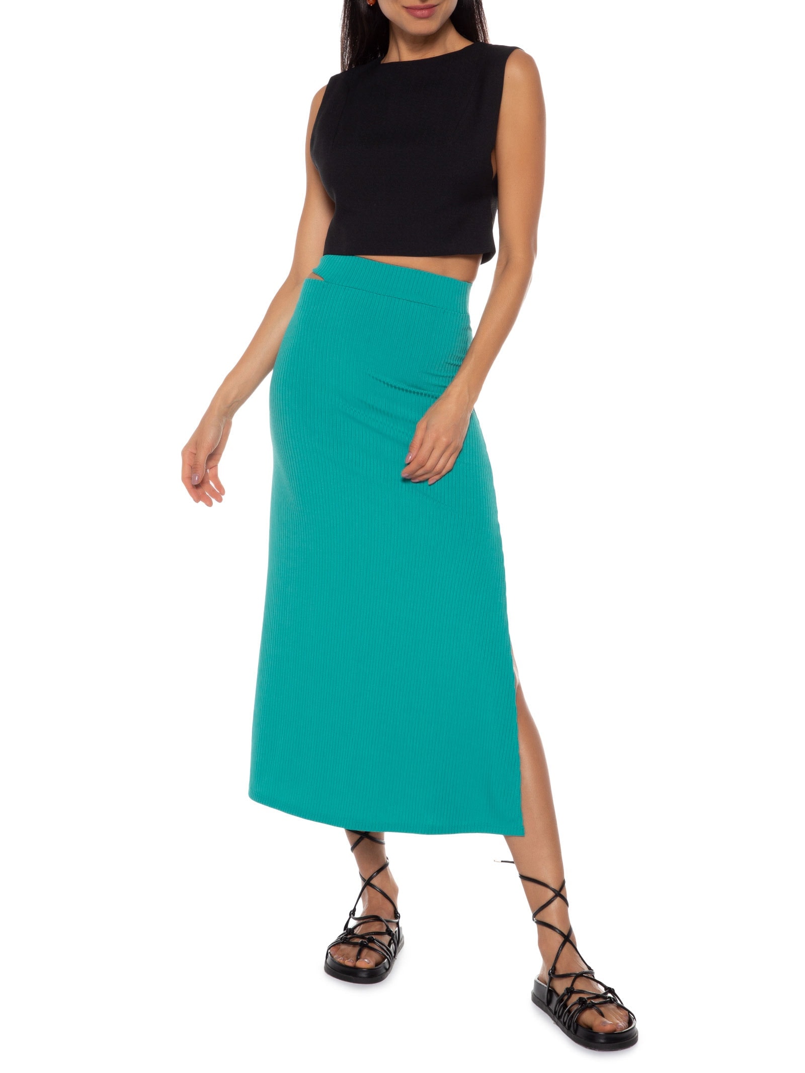 Saia Midi Cut Cós Verde Market 33
