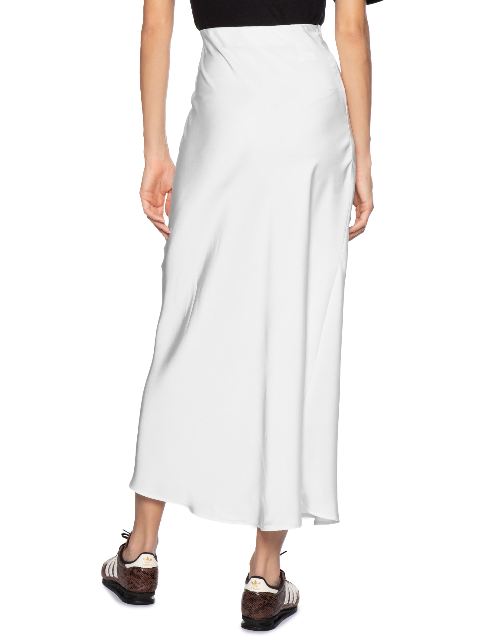 Saia Midi Em Cetim Branco Market 33