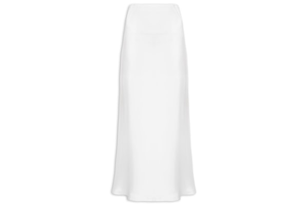 Saia Midi Em Cetim - Branco