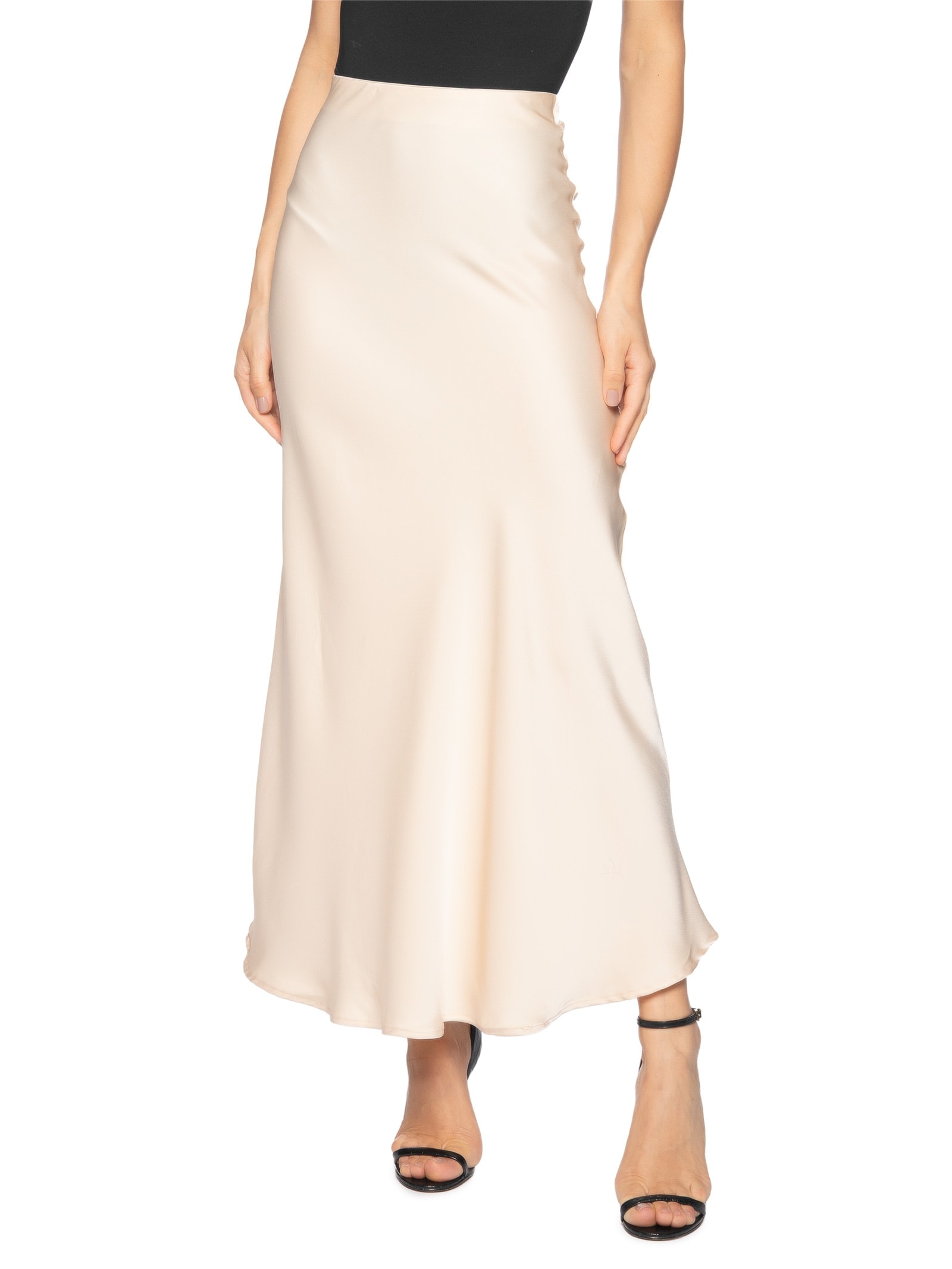 Saia Midi em Cetim Dourado Market 33