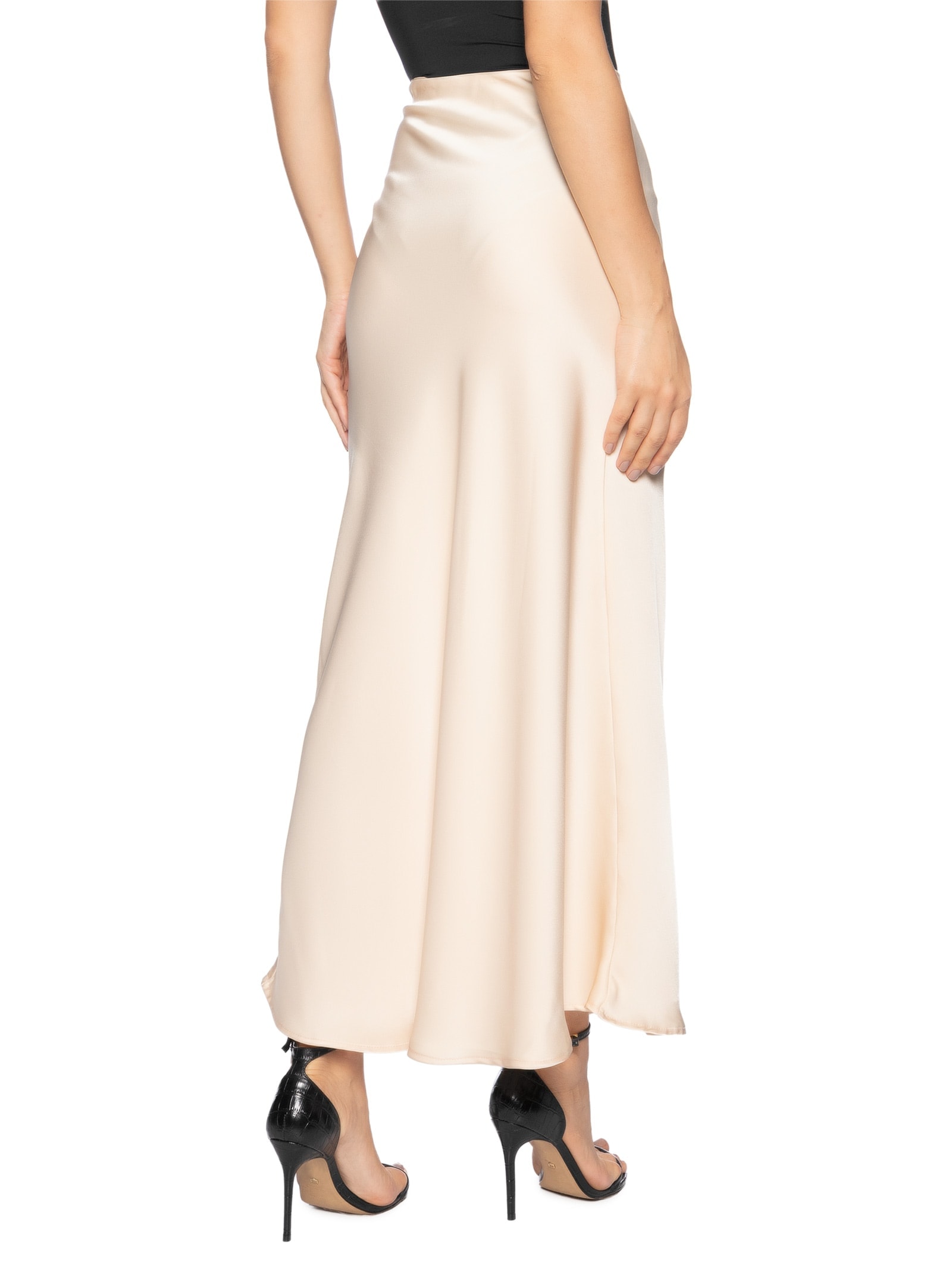 Saia Midi em Cetim Dourado Market 33