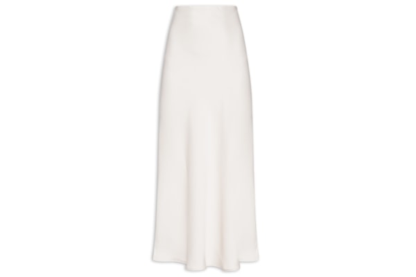 Saia Midi em Cetim -  Prateado