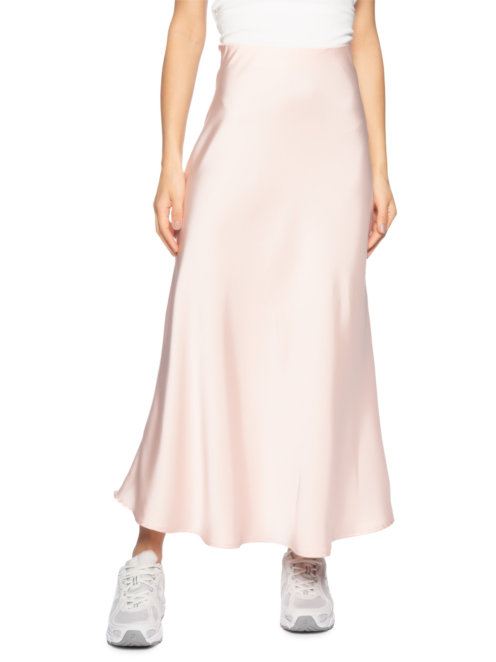 Saia Midi em Cetim Rosa Market 33