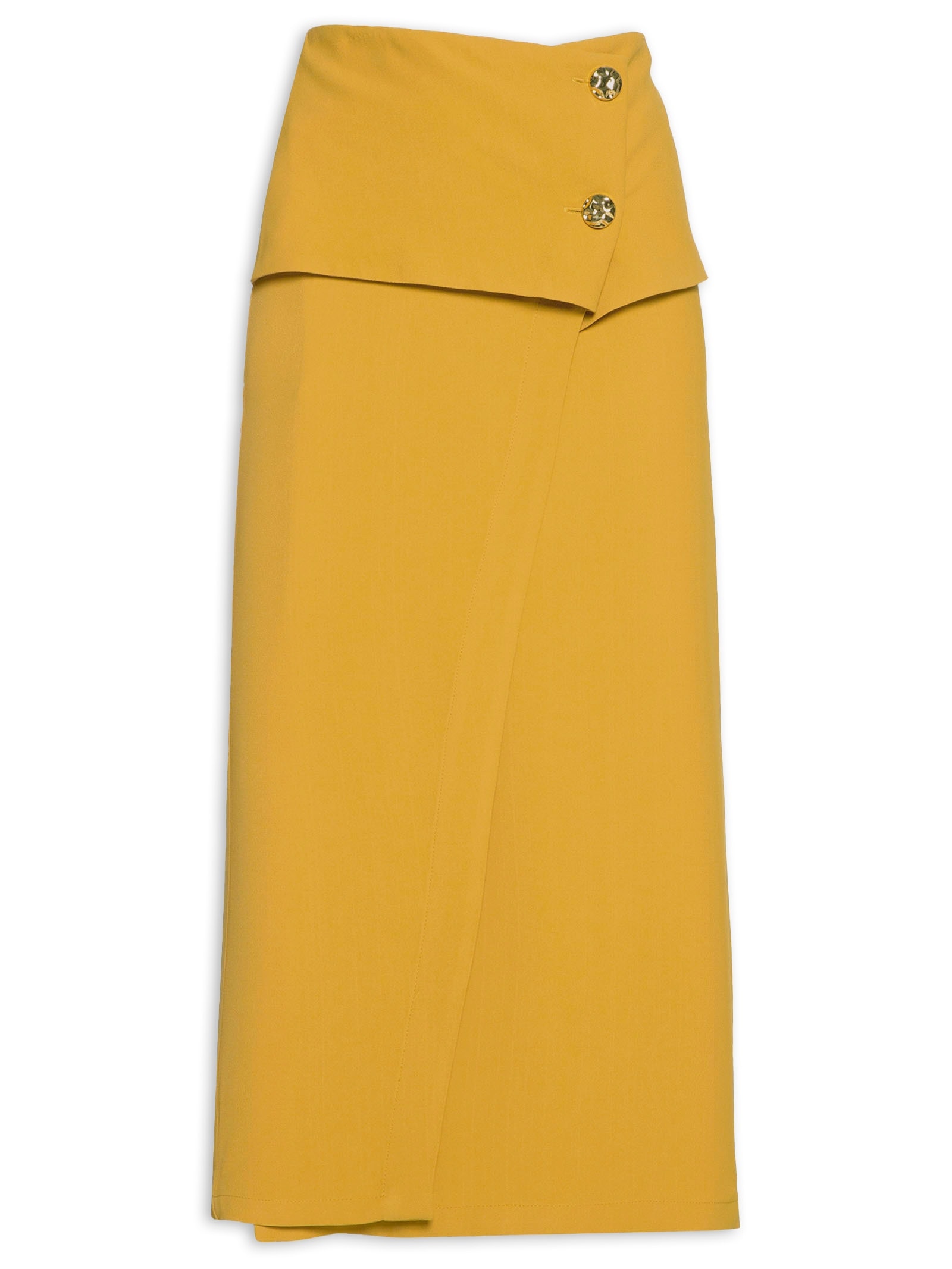 Saia Midi Em Crepe Com Transpasse Amarelo '2Essential