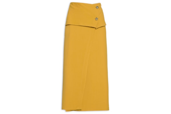 Saia Midi Em Crepe Com Transpasse - Amarelo