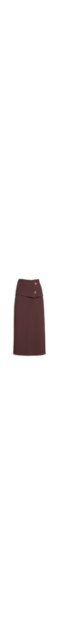 Saia Midi Em Crepe Com Transpasse - Marrom
