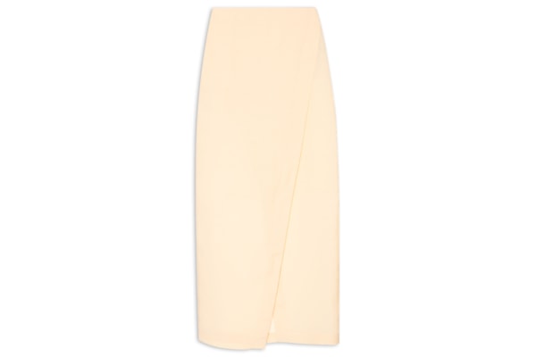 Saia Midi Em Linho Misto - Amarelo