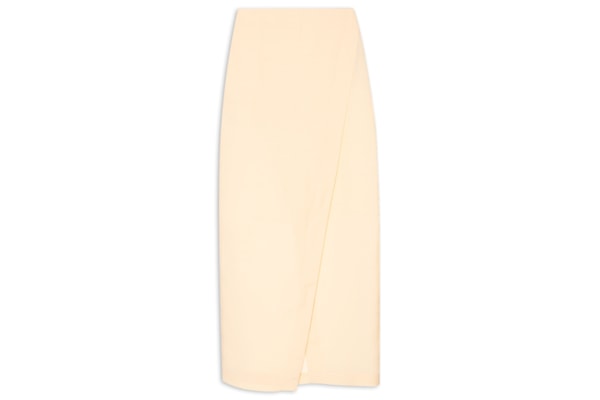 Saia Midi Em Linho Misto - Amarelo
