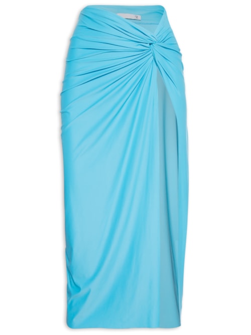 Saia Midi Em Malha – Azul