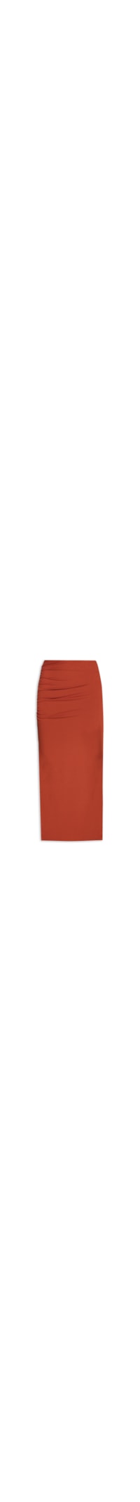 Saia Midi Em Malha Com Franzido Lateral - Laranja