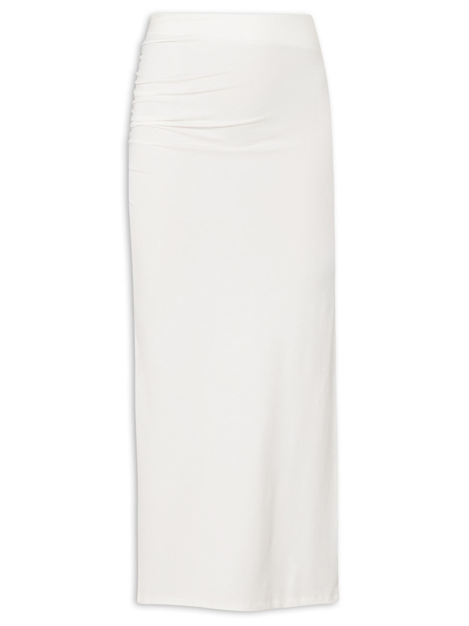 Saia Midi Em Malha Com Franzido Lateral Off White '2Essential