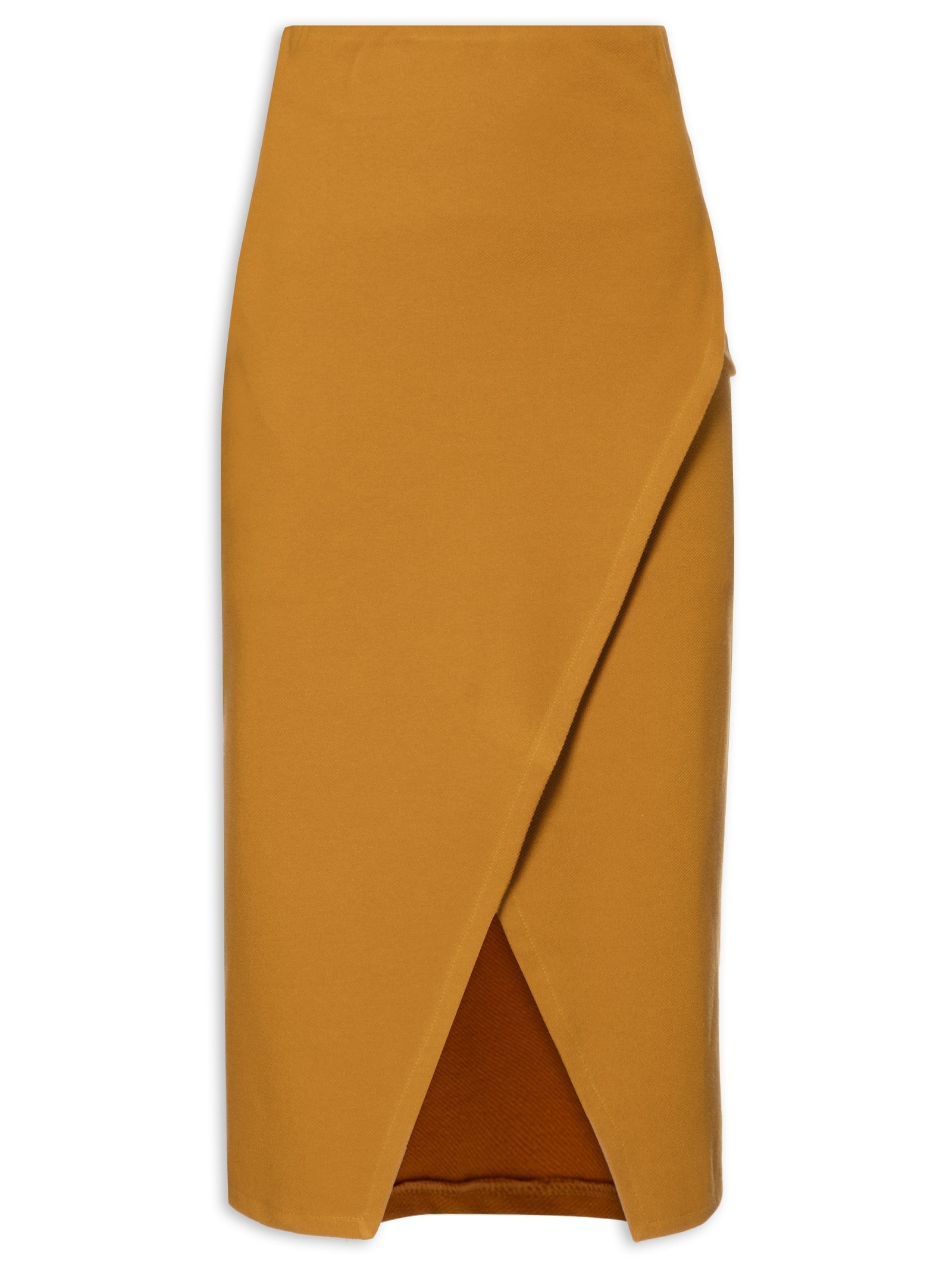 Saia Midi Em Malha Estruturada Transpassada Amarelo '2Essential