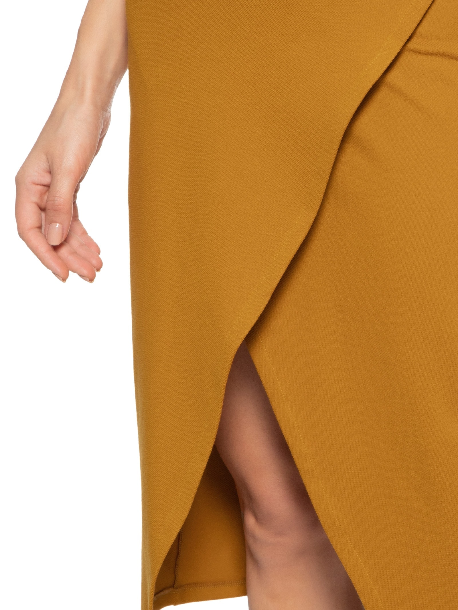 Saia Midi Em Malha Estruturada Transpassada Amarelo '2Essential