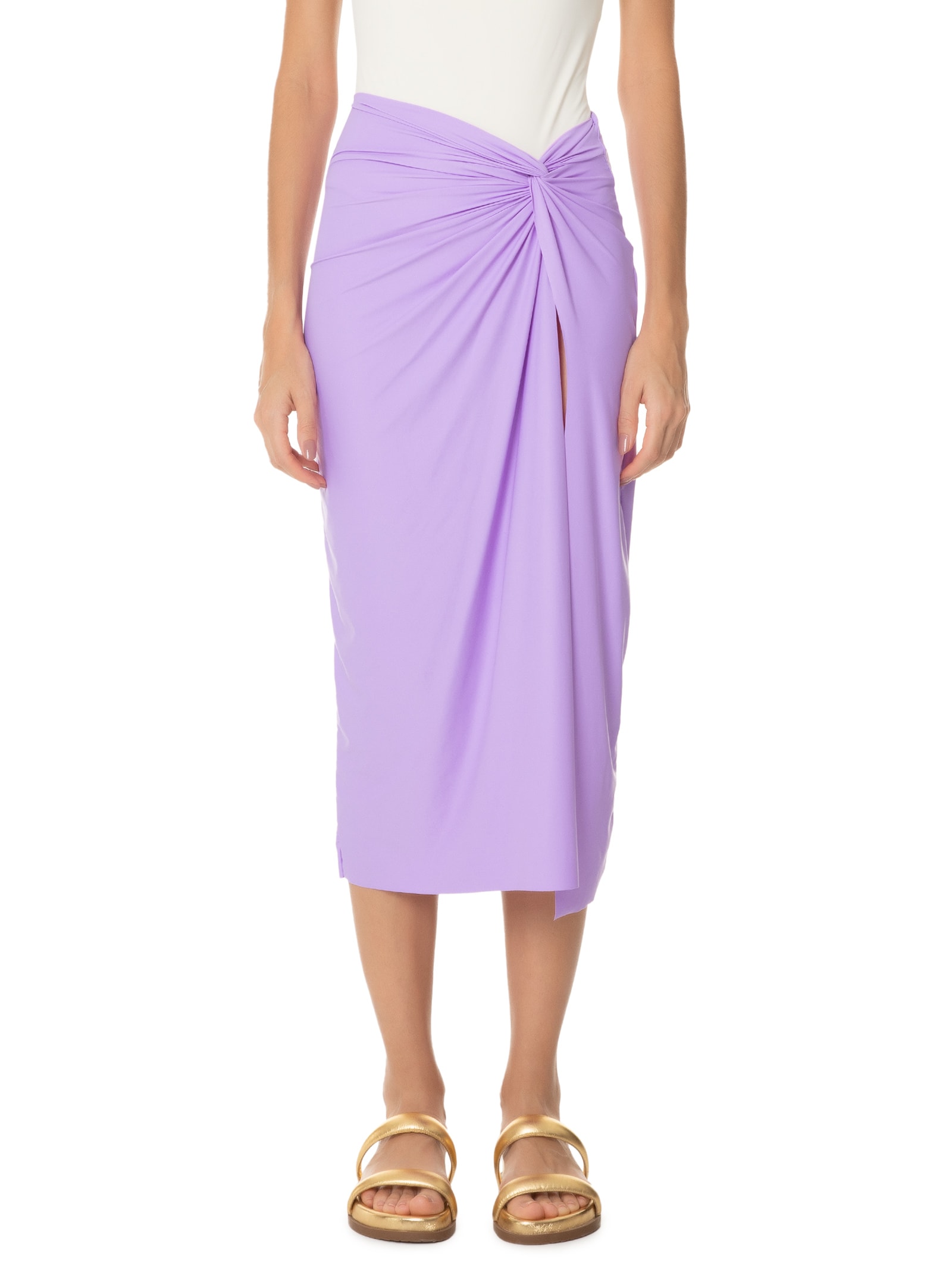 Saia Midi Em Malha Lilás '2Essential