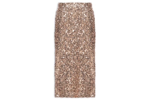 Saia Midi Em Paetê - Dourado