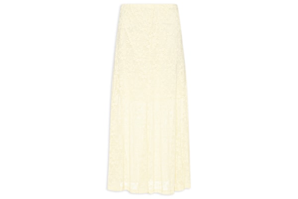 Saia Midi Em Renda - Amarelo