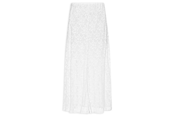 Saia Midi Em Renda - Branco