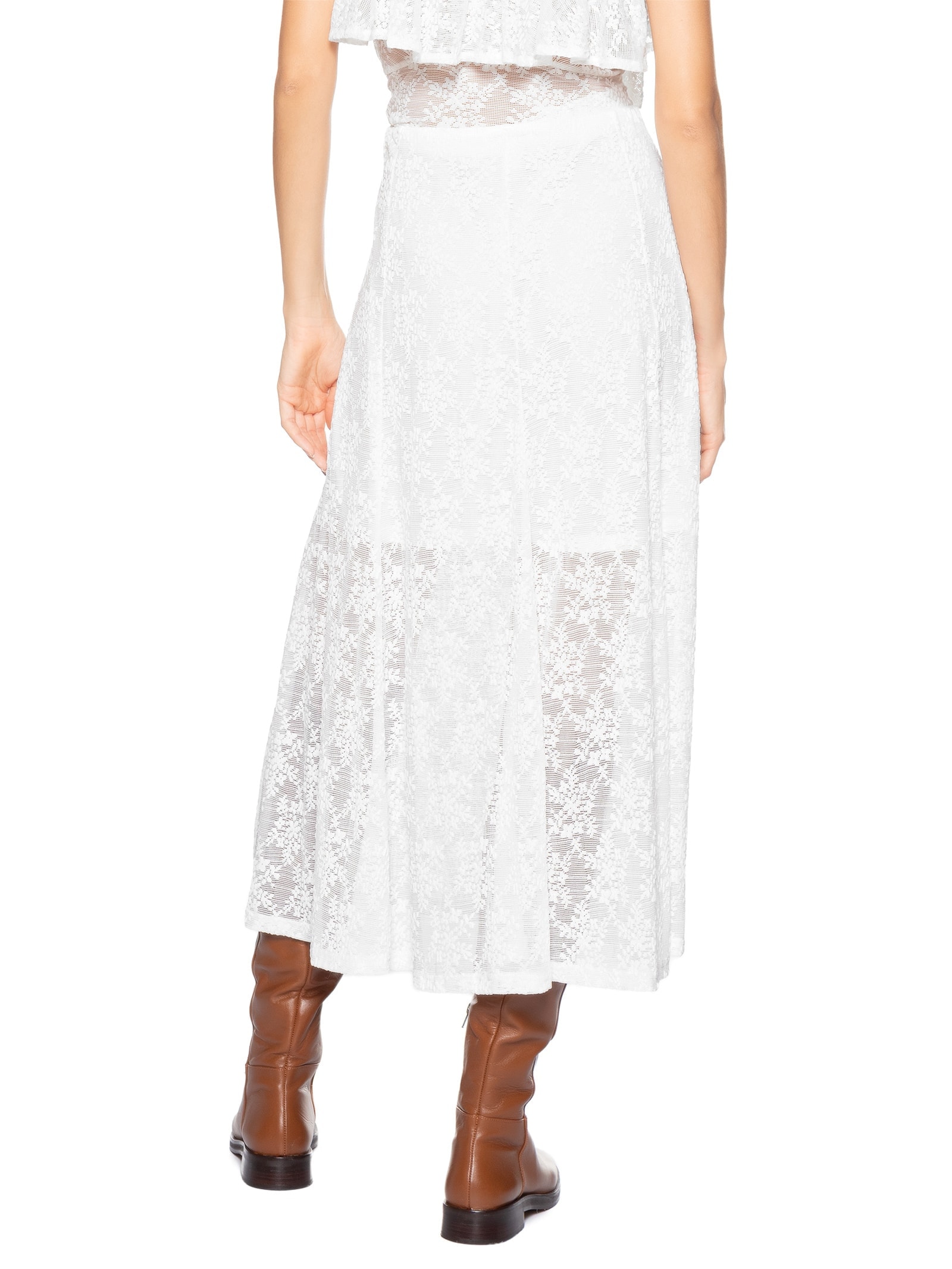 Saia Midi Em Renda Branco Market 33