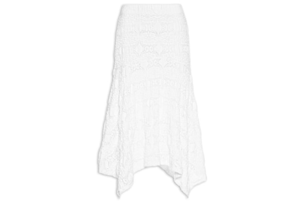 Saia Midi Em Renda - Branco