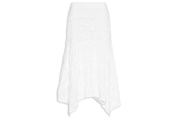 Saia Midi Em Renda - Branco
