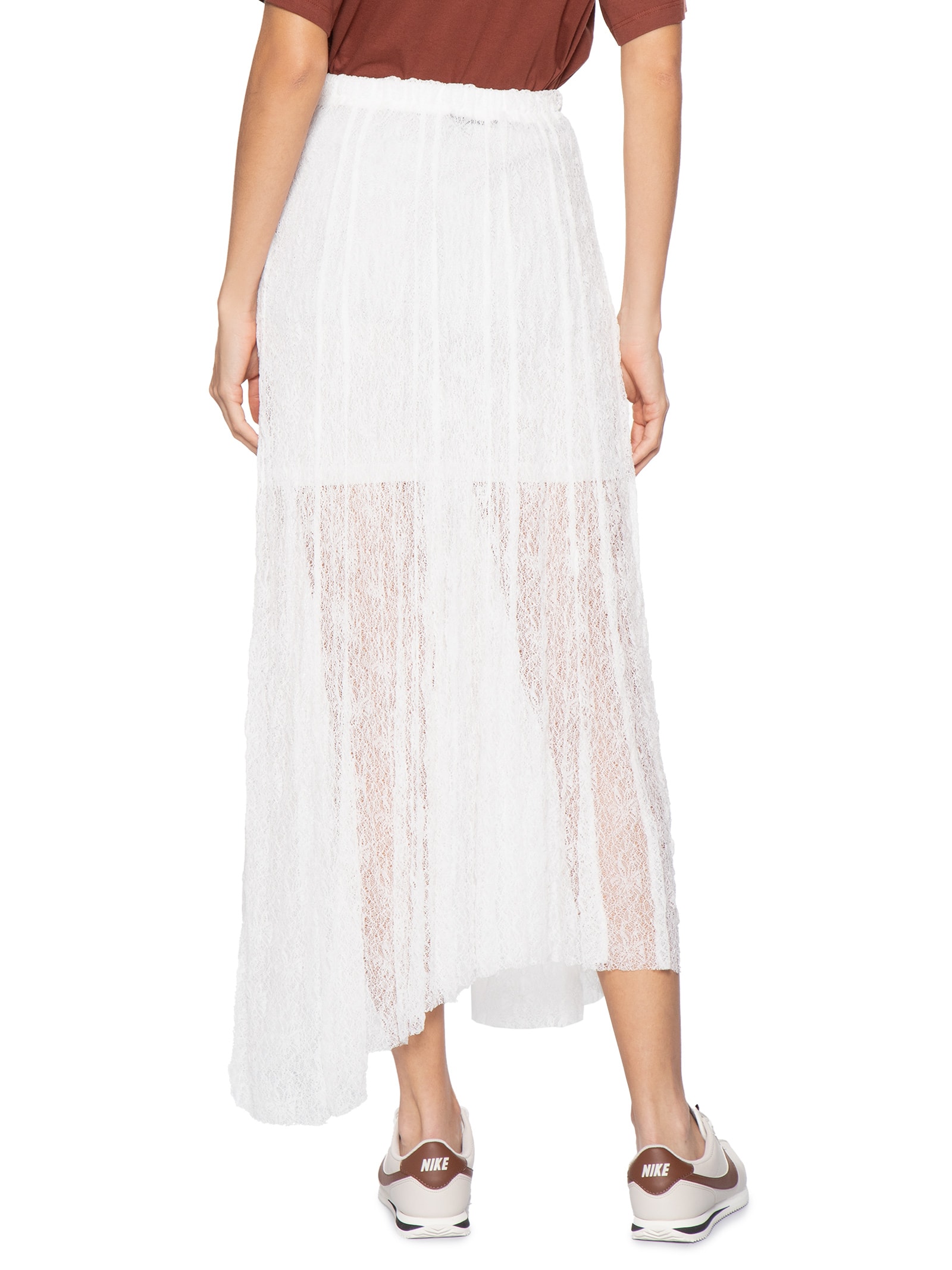 Saia Midi Em Renda Off White Market 33