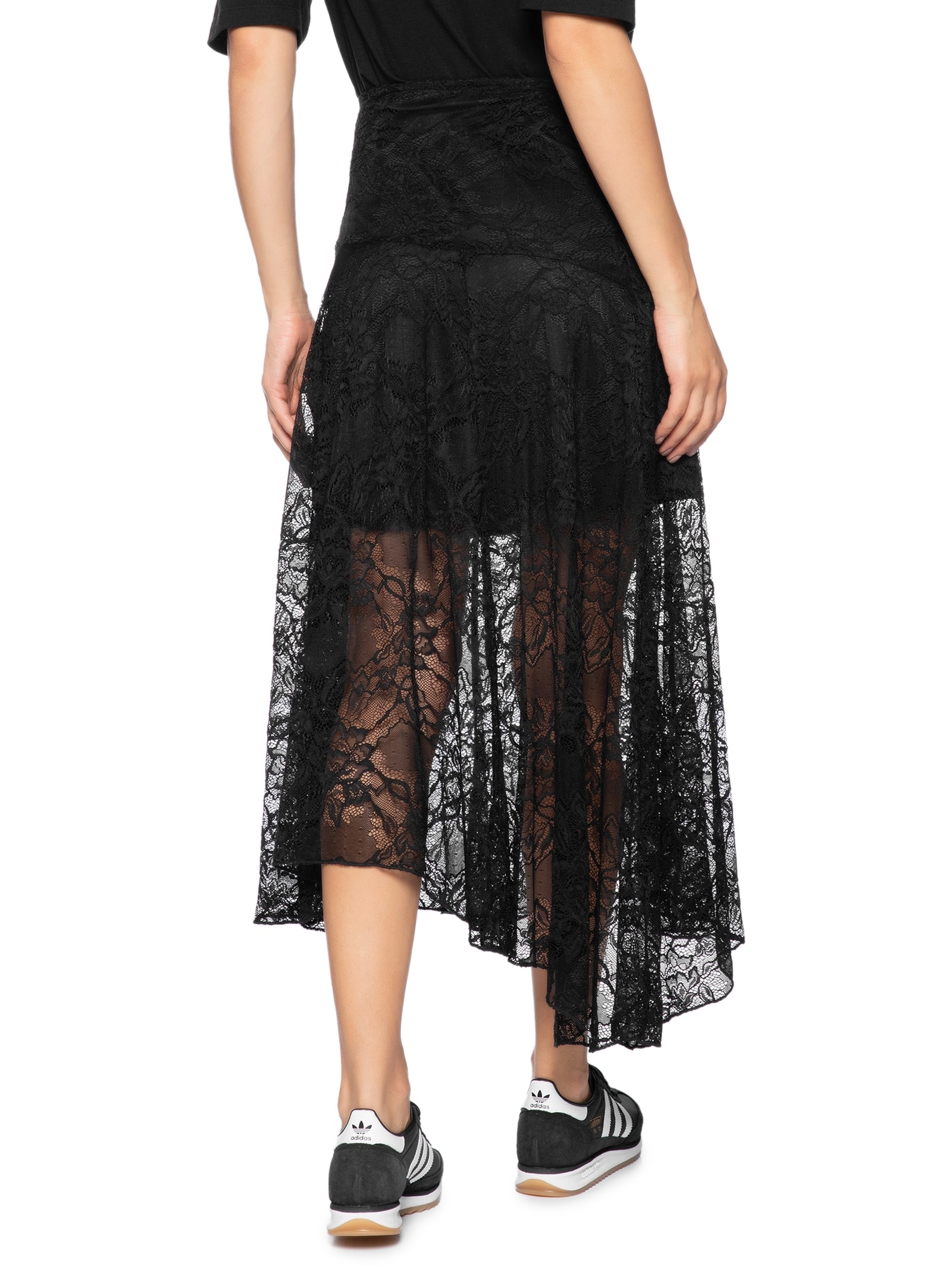 Saia Midi Em Renda Preto Market 33