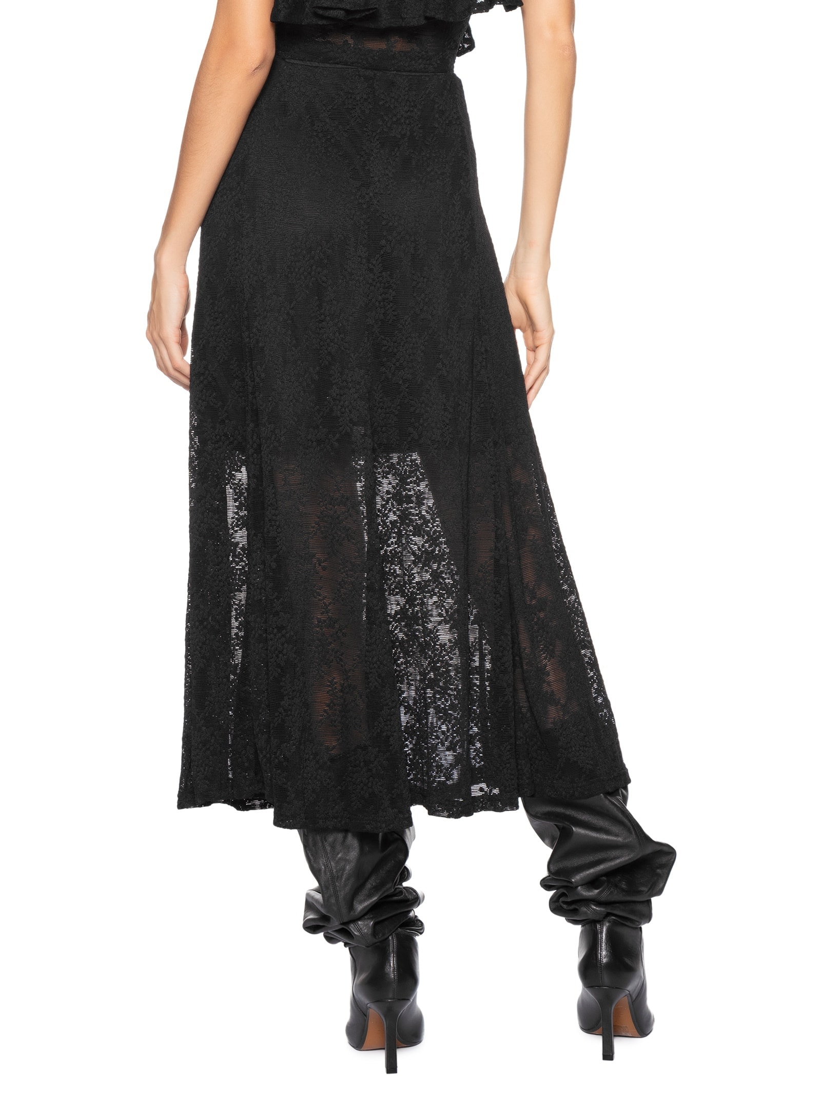 Saia Midi Em Renda Preto Market 33